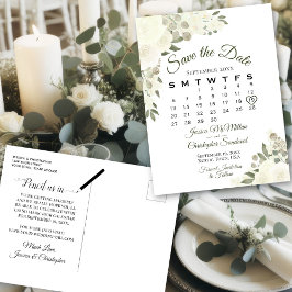 Postal De Anuncios Boda floral blanca marfil salva el calendario de f