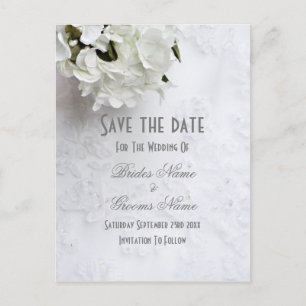 Postal De Anuncios Boda floral blanca salva la fecha