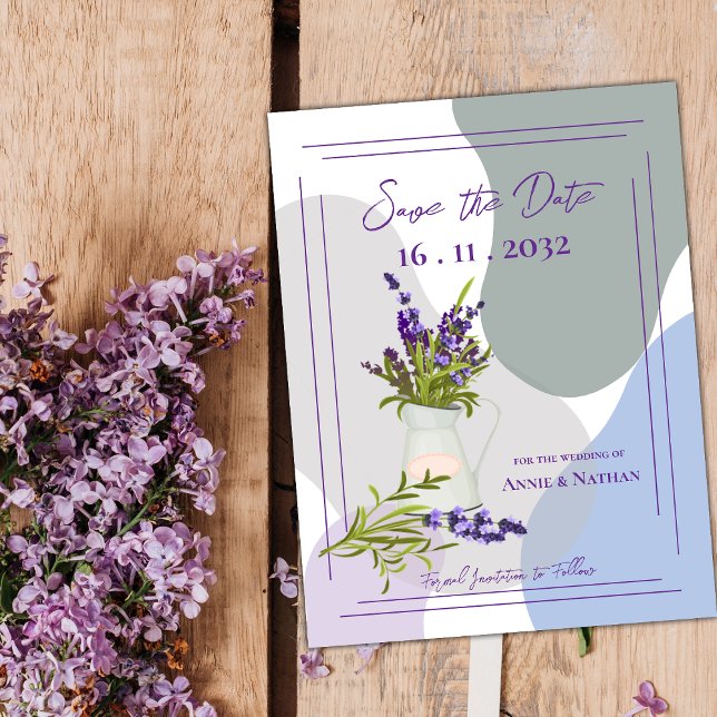 Postal De Anuncios Boda floral bonita y linda con tema de lavanda (Cute Pretty Lavender Themed Floral Wedding Announcement Postcard)