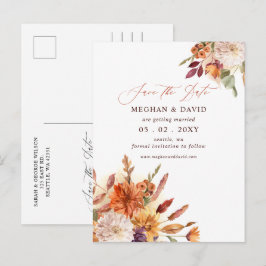 Postal De Anuncios Boda Floral Botánica Rústica de Terracota Otoño