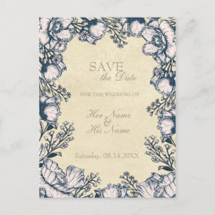 Postal De Anuncios Boda Floral de Flores Vintage Rústica GUARDA la Fe