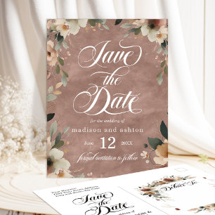 Postal De Anuncios Boda Floral de la Cottagecore de palisandro salva