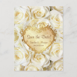 Postal De Anuncios Boda floral de rosa blanca salva la fecha
