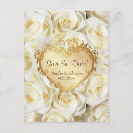 Postal De Anuncios Boda floral de rosa blanca salva la fecha
