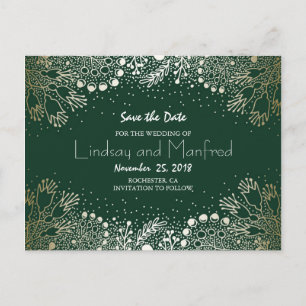 Postal De Anuncios Boda Floral Maravilloso Mundo Esmeralda Verde Guar