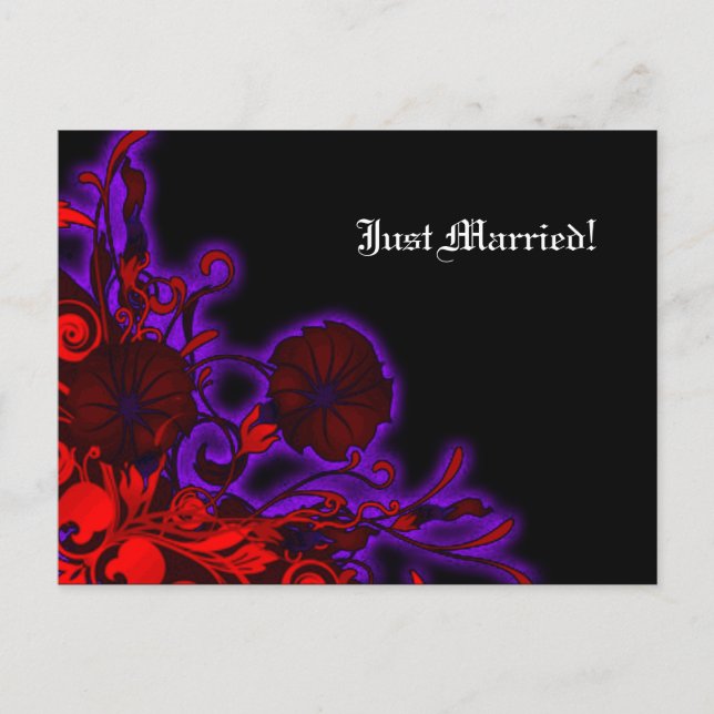 Postal De Anuncios Boda floral moderna de noche gótica (Anverso)