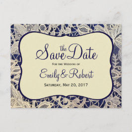 Postal De Anuncios Boda formal azul de la Marina de Marfil Salva la f
