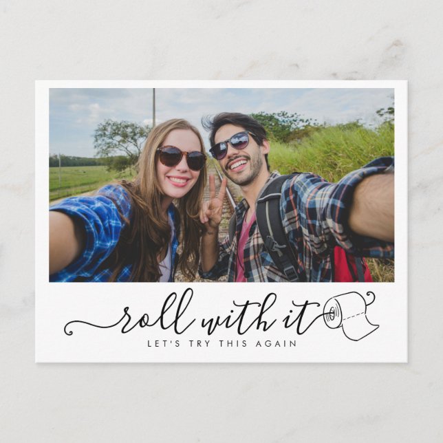 Postal De Anuncios Boda Foto Moderna Divertida Cambiar la Fecha (Anverso)