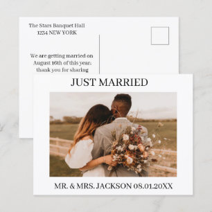 Postal De Anuncios Boda Foto Rústica Boho Recién Casados