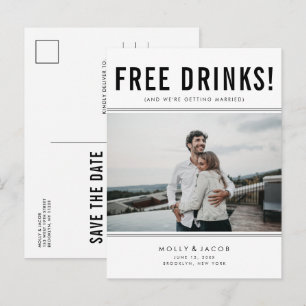 Postal De Anuncios Boda fotográfica con bebidas gratis divertidas sal