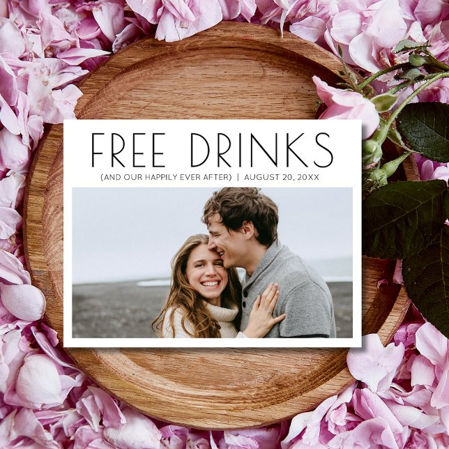 Postal De Anuncios Boda fotográfica con bebidas gratis divertidas sal (Funny Free Drinks Photo Wedding Save the Date Postcard)