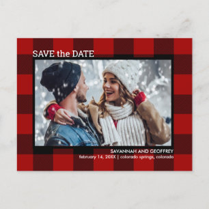 Postal De Anuncios Boda fotográfica de búfalo rojo guardar la fecha