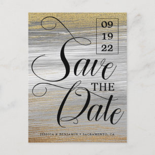 Postal De Anuncios Boda fotográfica Gold Paint Calligraphy Save The D