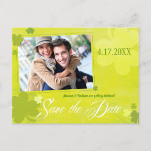 Postal De Anuncios Boda fotográfica irlandesa Shamrock Save the Date