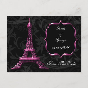 Postal De Anuncios boda francesa de la Torre Eiffel rosa Salven la fe