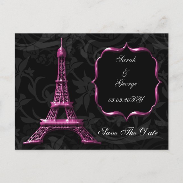 Postal De Anuncios boda francesa de la Torre Eiffel rosa Salven la fe (Anverso)