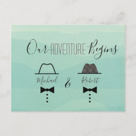 Postal De Anuncios Boda Gay Verde Guardar La Fecha