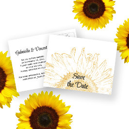 Postal De Anuncios Boda gráfica de girasol amarillo salva la fecha