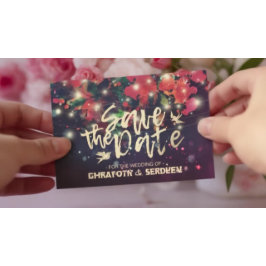 Postal De Anuncios Boda Guardar Fecha Floral Burgundy Púrpura Luz