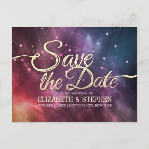 Postal De Anuncios Boda Guardar Fecha Galaxia Nebulosa Constelaciones