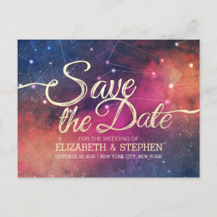 Postal De Anuncios Boda Guardar Fecha Galaxia Nebulosa Constelaciones