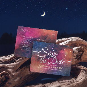 Postal De Anuncios Boda Guardar Fecha Galaxia Nebulosa Constelaciones