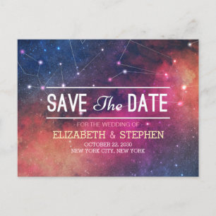 Postal De Anuncios Boda Guardar Fecha Galaxia Nebulosa Constelaciones