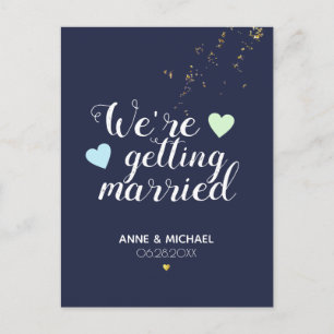 Postal De Anuncios boda GUARDAR LA FECHA azul profundo