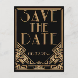 Postal De Anuncios Boda Guardar la fecha en un estilo Art Deco Gatsby