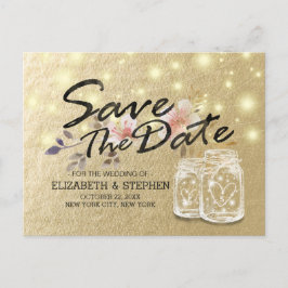 Postal De Anuncios Boda Guardar La Fecha Mason Jar Luces De Cadena Do