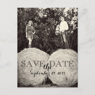 Postal De Anuncios Boda Hay Bales Foto SAVE FECHA Postcard