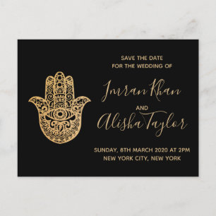 Postal De Anuncios Boda india Salven la fecha Hamsa Henna