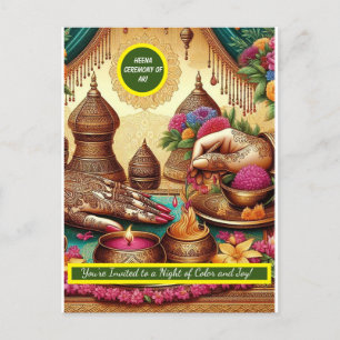 Postal De Anuncios Boda indio Henna Ceremony invita