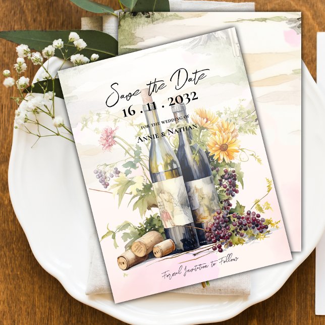 Postal De Anuncios Boda inspirado en la gapevina de moda Rústica (Chic Rustic Winery Grapevine-Inspired Wedding Announcement Postcard)