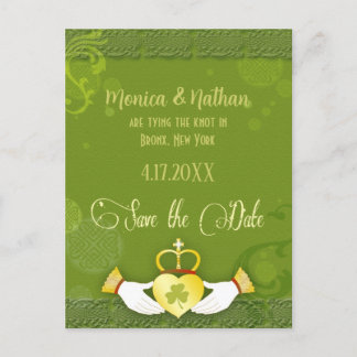 Postal De Anuncios Boda Irlandesa Única Ahorra la Fecha