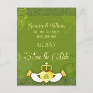 Postal De Anuncios Boda irlandesa única salva la fecha