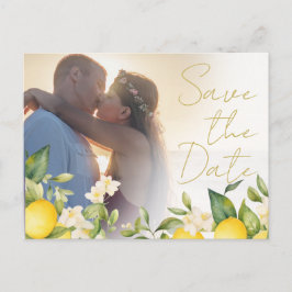 Postal De Anuncios Boda Lemons Citrus Photo Overlay Guardar La Fecha