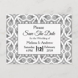 Postal De Anuncios Boda Mandala Negro y Blanco Save the Date