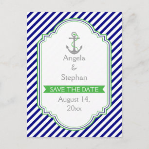 Postal De Anuncios Boda marina azul, verde, salva la fecha