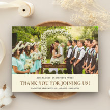 Boda marrón crema | Agradecimiento de foto de novi