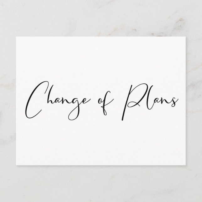 Postal De Anuncios Boda más pequeña reducida Cambio de planes Elegant (Anverso)