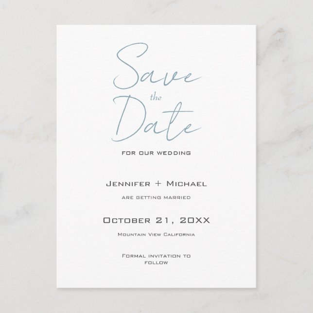 Postal De Anuncios Boda Matrimonio Caligrafía Minimalista (Anverso)