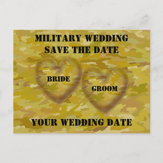 Postal De Anuncios Boda Militar Guardar la Fecha (Anverso)
