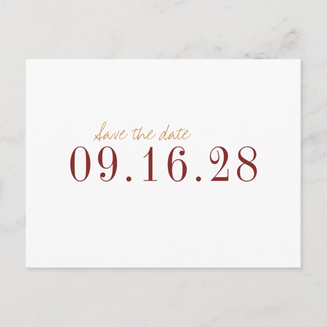 Postal De Anuncios Boda minimalista de otoño moderna excepto la fecha (Anverso)