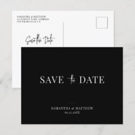 Postal De Anuncios Boda Minimalista en Blanco y Negro Save The Date