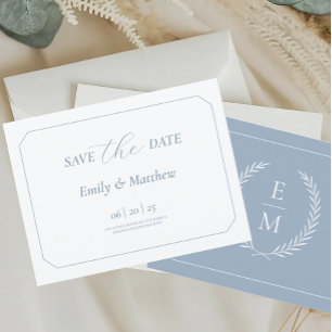 Postal De Anuncios Boda minimalista Laurel Monograma Salven La Fecha