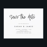 Postal De Anuncios Boda Minimalista moderna salva la fecha<br><div class="desc">Un sencillo y moderno salva la tarjeta de fecha. Personalice este minimalista diseño en blanco y negro para que tenga sus datos personales y su mensaje.</div>