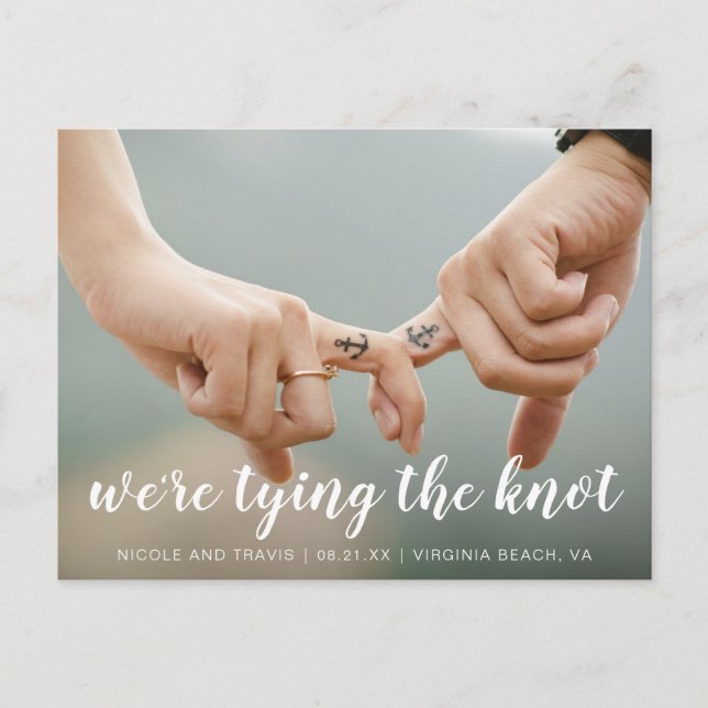 Postal De Anuncios Boda moderna con foto simple (Anverso)