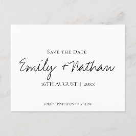 Postal De Anuncios Boda Moderna Contemporánea Clásica de Negro y Blan