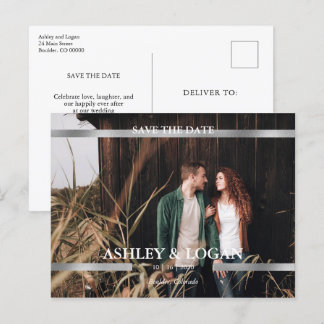 Postal De Anuncios Boda moderna de plata guardar la fecha foto